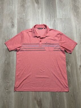Travis Mathew Coral Stripe Polo